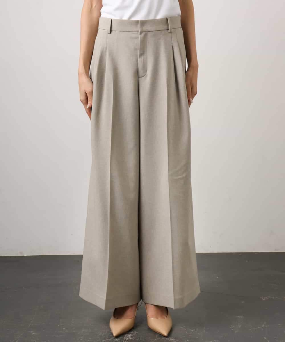 F6LGD05290 MICHEL KLEIN(小さいサイズ)(メゾン ドゥ サンク) [小さいサイズ][セットアップ対応]ツイードライク　ワイドパンツ ベージュ