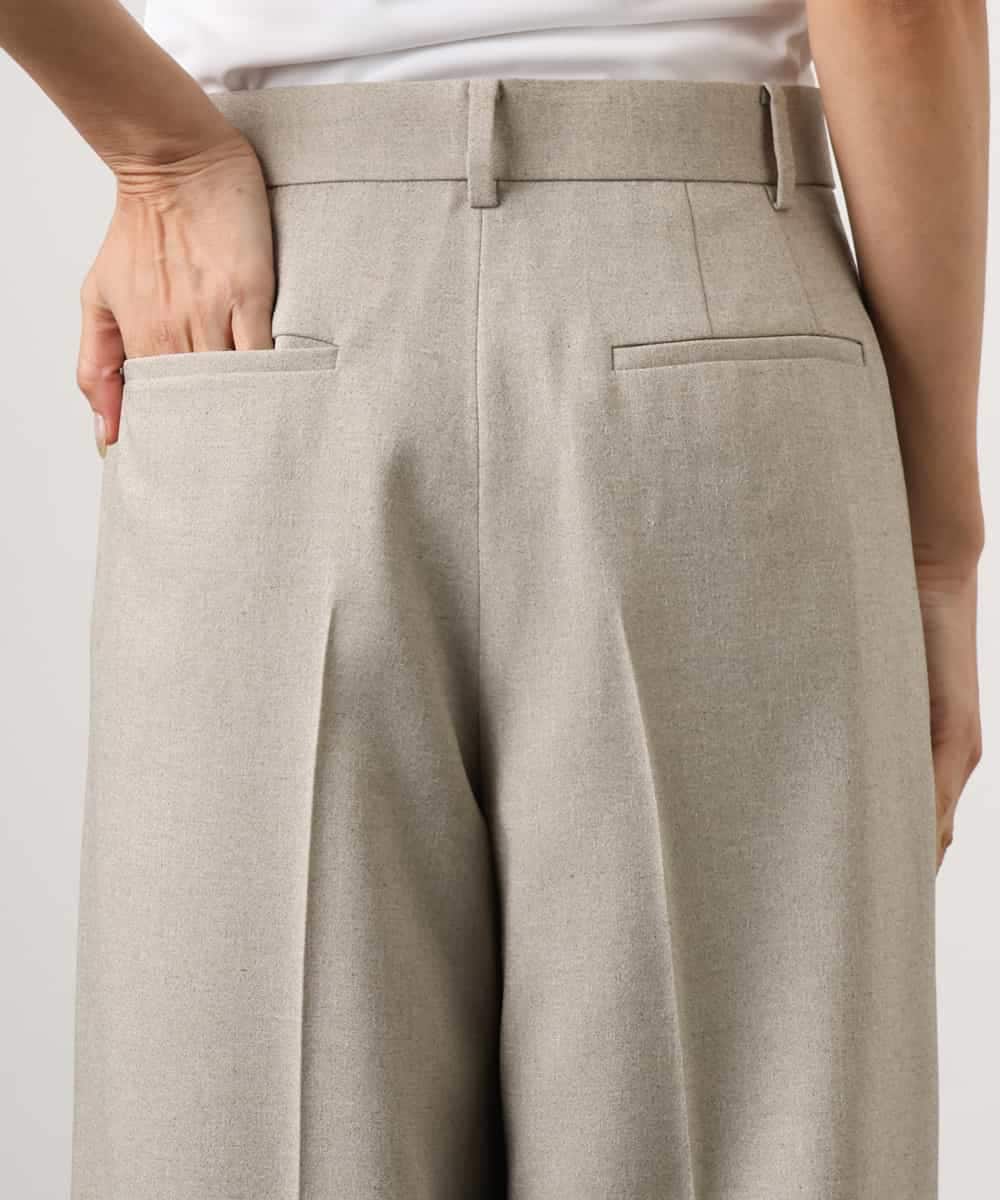 F6LGD05290 MICHEL KLEIN(小さいサイズ)(メゾン ドゥ サンク) [小さいサイズ][セットアップ対応]ツイードライク　ワイドパンツ ベージュ