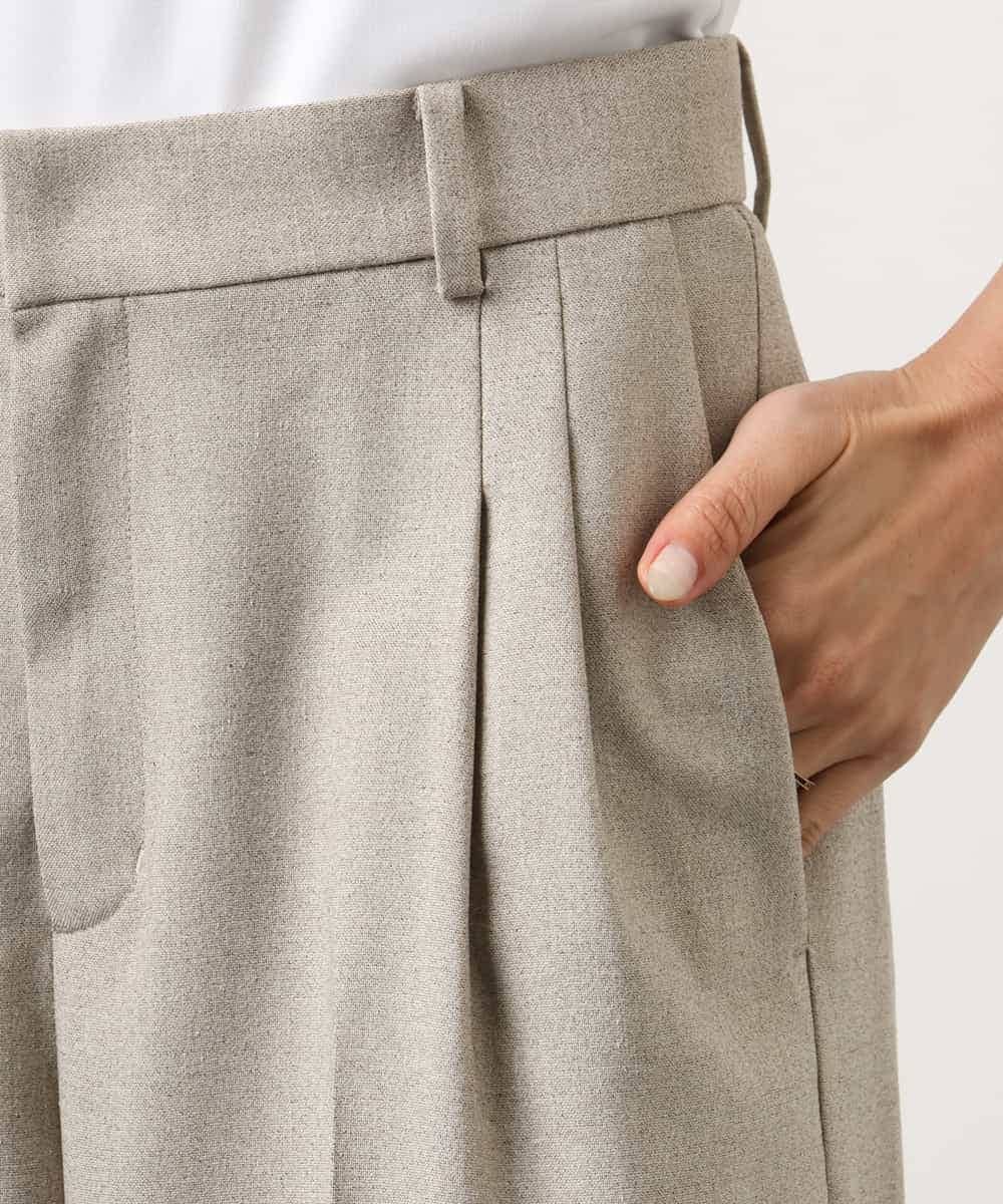 F6LGD05290 MICHEL KLEIN(小さいサイズ)(メゾン ドゥ サンク) [小さいサイズ][セットアップ対応]ツイードライク　ワイドパンツ ベージュ