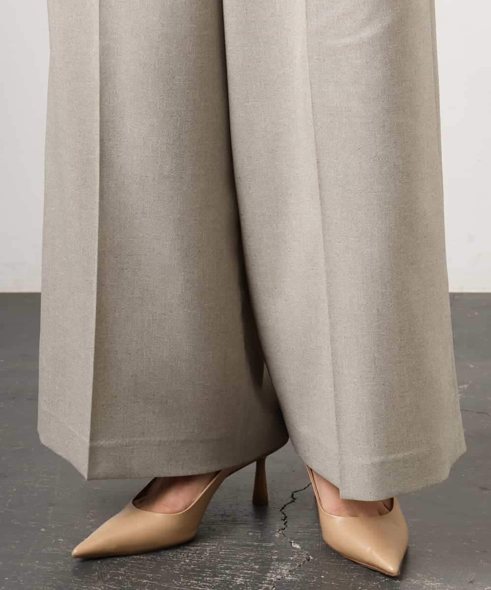 F6LGD05290 MICHEL KLEIN(小さいサイズ)(メゾン ドゥ サンク) [小さいサイズ][セットアップ対応]ツイードライク　ワイドパンツ ベージュ