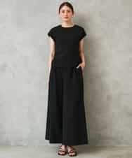 F6LGD13280 MICHEL KLEIN(小さいサイズ)(メゾン ドゥ サンク) [小さいサイズ][セットアップ対応/リラックスボトム]ドローストリングワイドパンツ ブラック