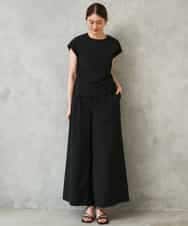 F6LGD13280 MICHEL KLEIN(小さいサイズ)(メゾン ドゥ サンク) [小さいサイズ][セットアップ対応/リラックスボトム]ドローストリングワイドパンツ ブラック