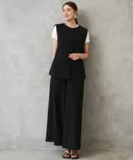 F6LGD13280 MICHEL KLEIN(小さいサイズ)(メゾン ドゥ サンク) [小さいサイズ][セットアップ対応/リラックスボトム]ドローストリングワイドパンツ ブラック