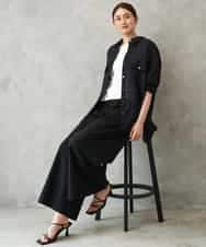 F6LGD13280 MICHEL KLEIN(小さいサイズ)(メゾン ドゥ サンク) [小さいサイズ][セットアップ対応/リラックスボトム]ドローストリングワイドパンツ ブラック