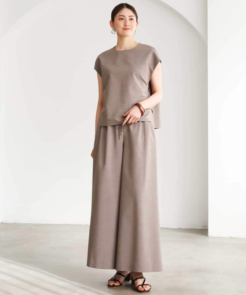 F6LGD13280 MICHEL KLEIN(小さいサイズ)(メゾン ドゥ サンク) [小さいサイズ][セットアップ対応/リラックスボトム]ドローストリングワイドパンツ ブラック