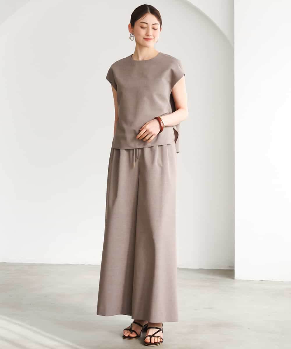 F6LGD13280 MICHEL KLEIN(小さいサイズ)(メゾン ドゥ サンク) [小さいサイズ][セットアップ対応/リラックスボトム]ドローストリングワイドパンツ ブラック