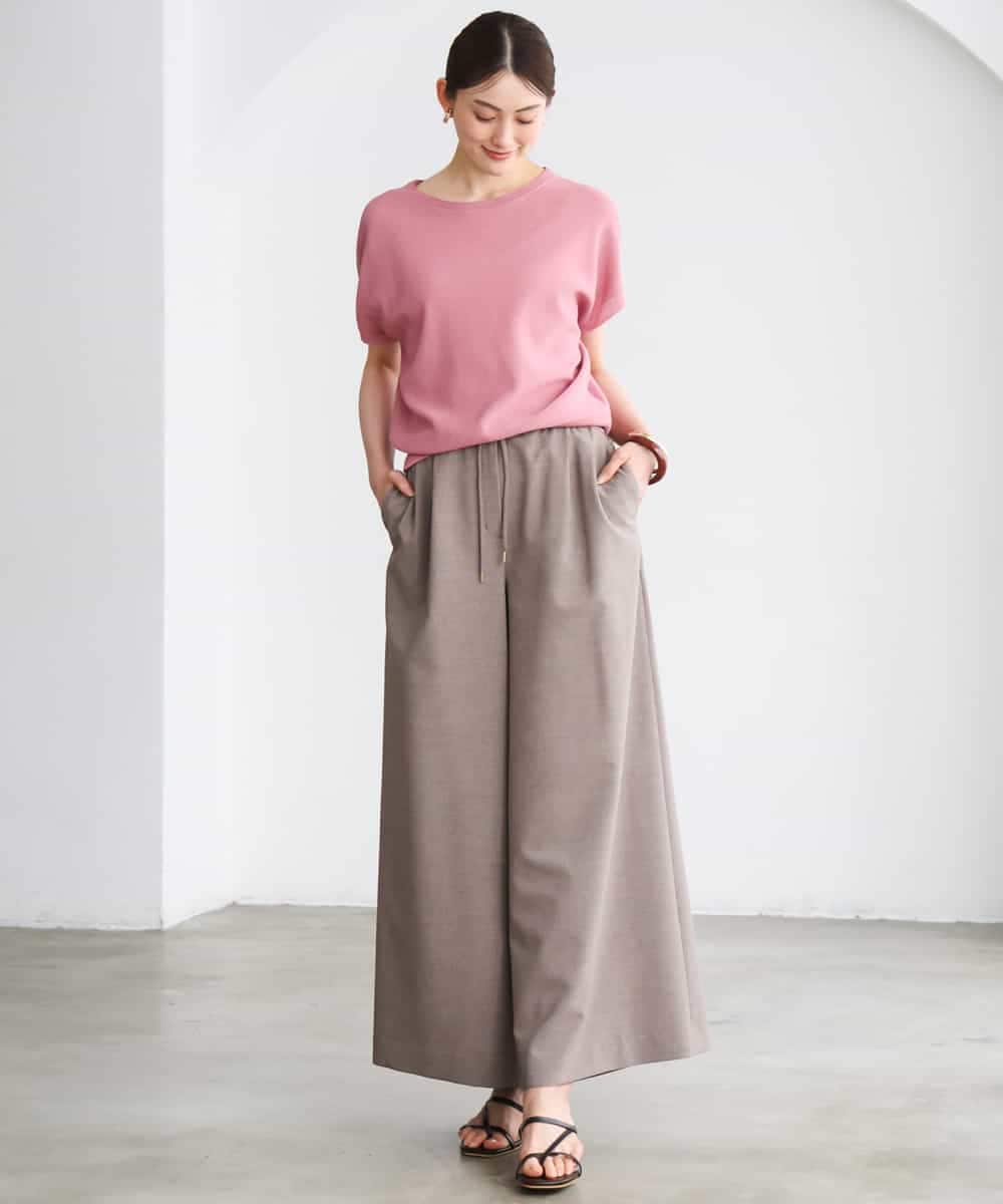 F6LGD13280 MICHEL KLEIN(小さいサイズ)(メゾン ドゥ サンク) [小さいサイズ][セットアップ対応/リラックスボトム]ドローストリングワイドパンツ ブラック