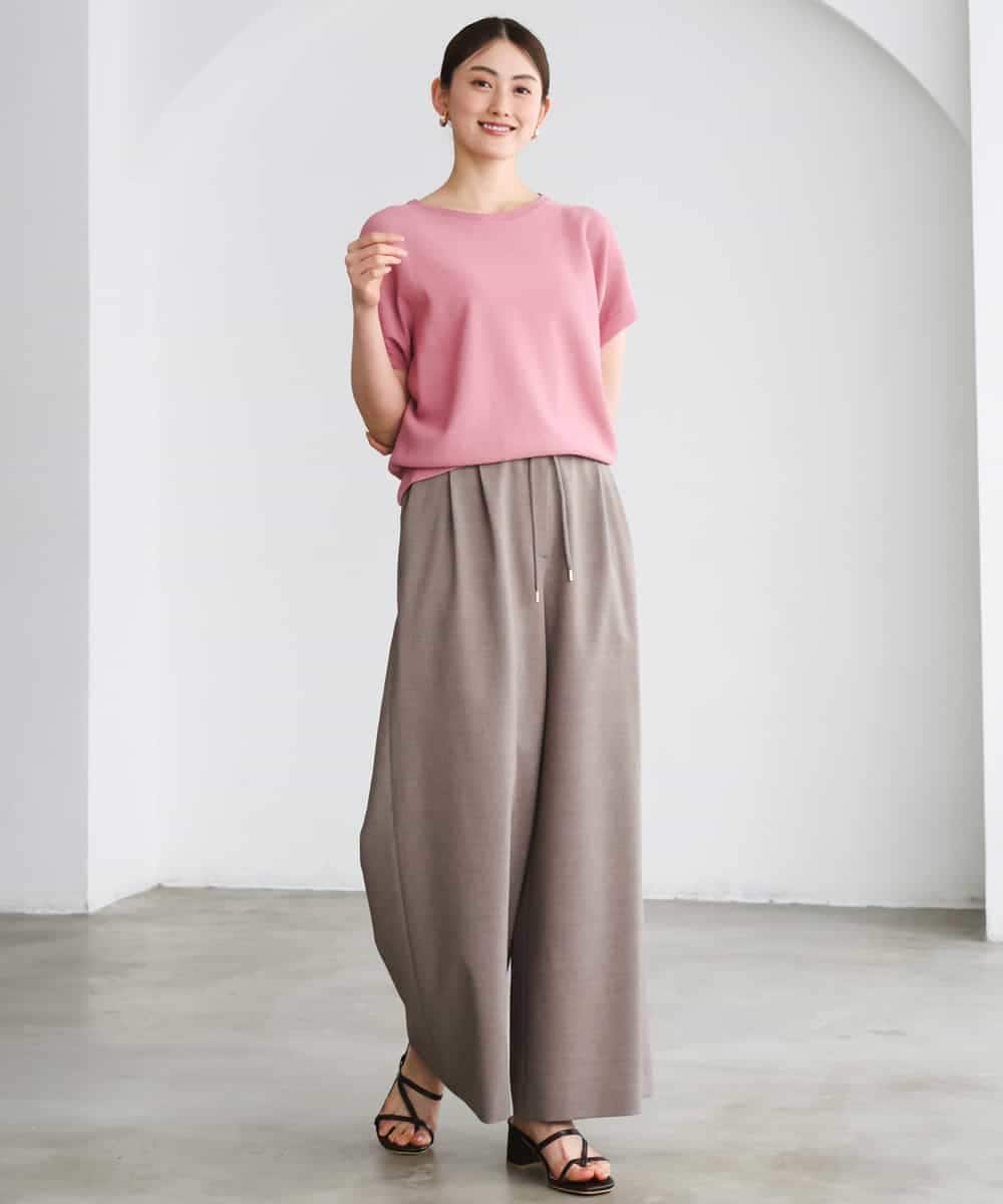 F6LGD13280 MICHEL KLEIN(小さいサイズ)(メゾン ドゥ サンク) [小さいサイズ][セットアップ対応/リラックスボトム]ドローストリングワイドパンツ ブラック