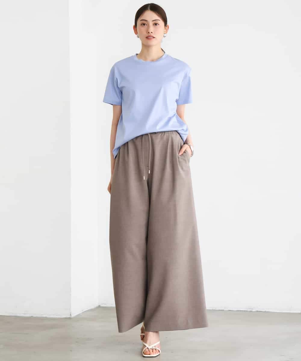 F6LGD13280 MICHEL KLEIN(小さいサイズ)(メゾン ドゥ サンク) [小さいサイズ][セットアップ対応/リラックスボトム]ドローストリングワイドパンツ ブラック