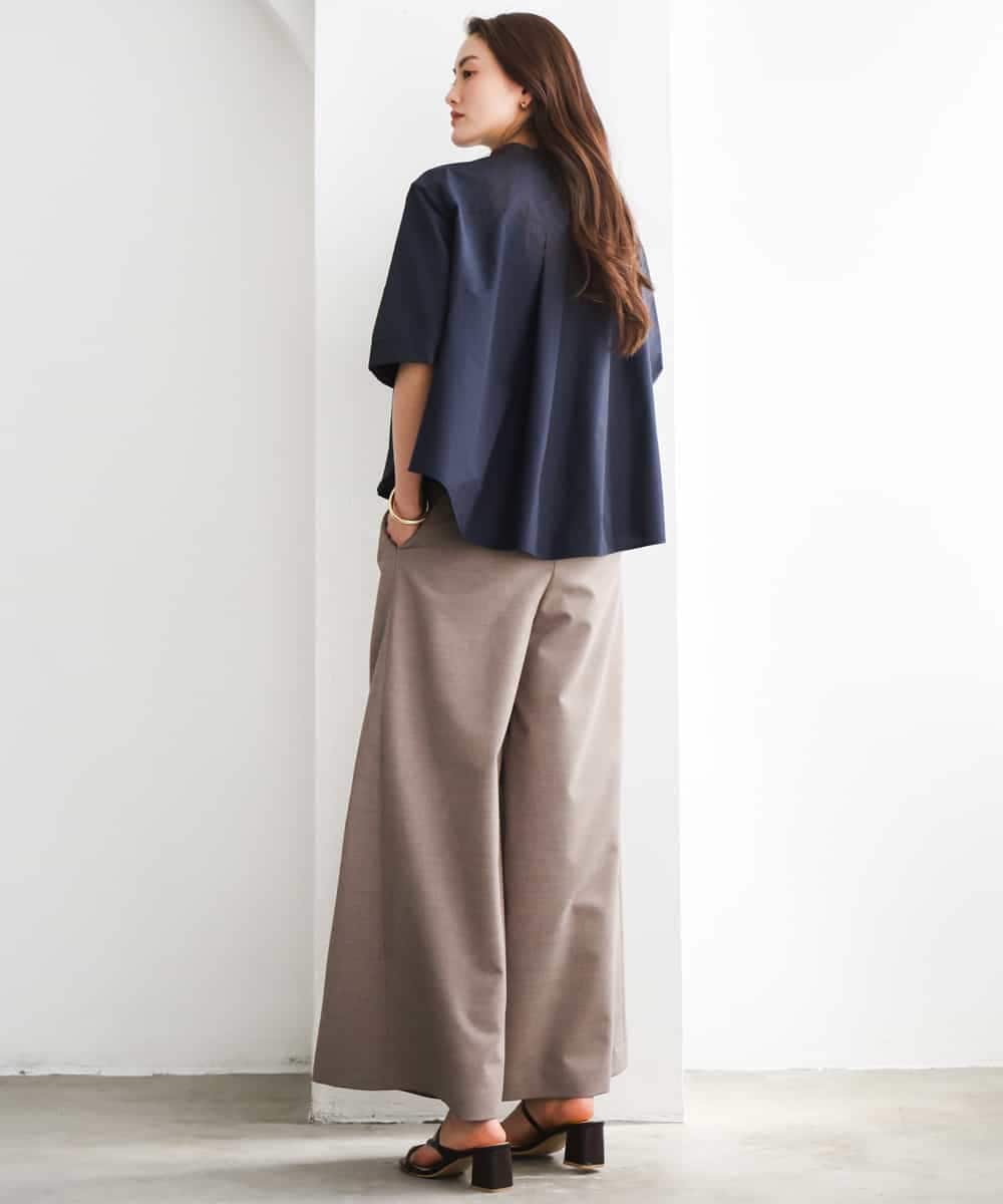 F6LGD13280 MICHEL KLEIN(小さいサイズ)(メゾン ドゥ サンク) [小さいサイズ][セットアップ対応/リラックスボトム]ドローストリングワイドパンツ ブラック