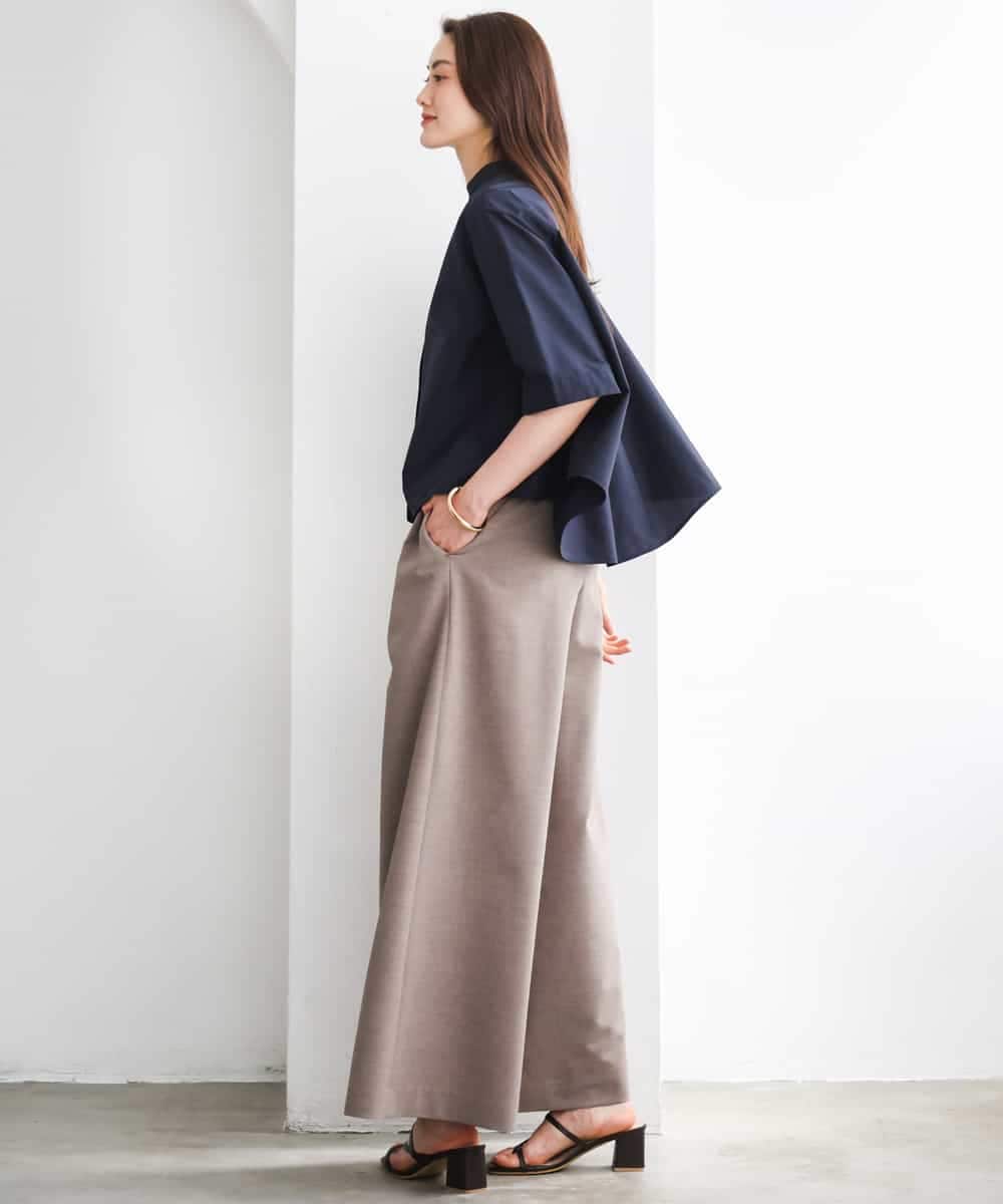 F6LGD13280 MICHEL KLEIN(小さいサイズ)(メゾン ドゥ サンク) [小さいサイズ][セットアップ対応/リラックスボトム]ドローストリングワイドパンツ ブラック