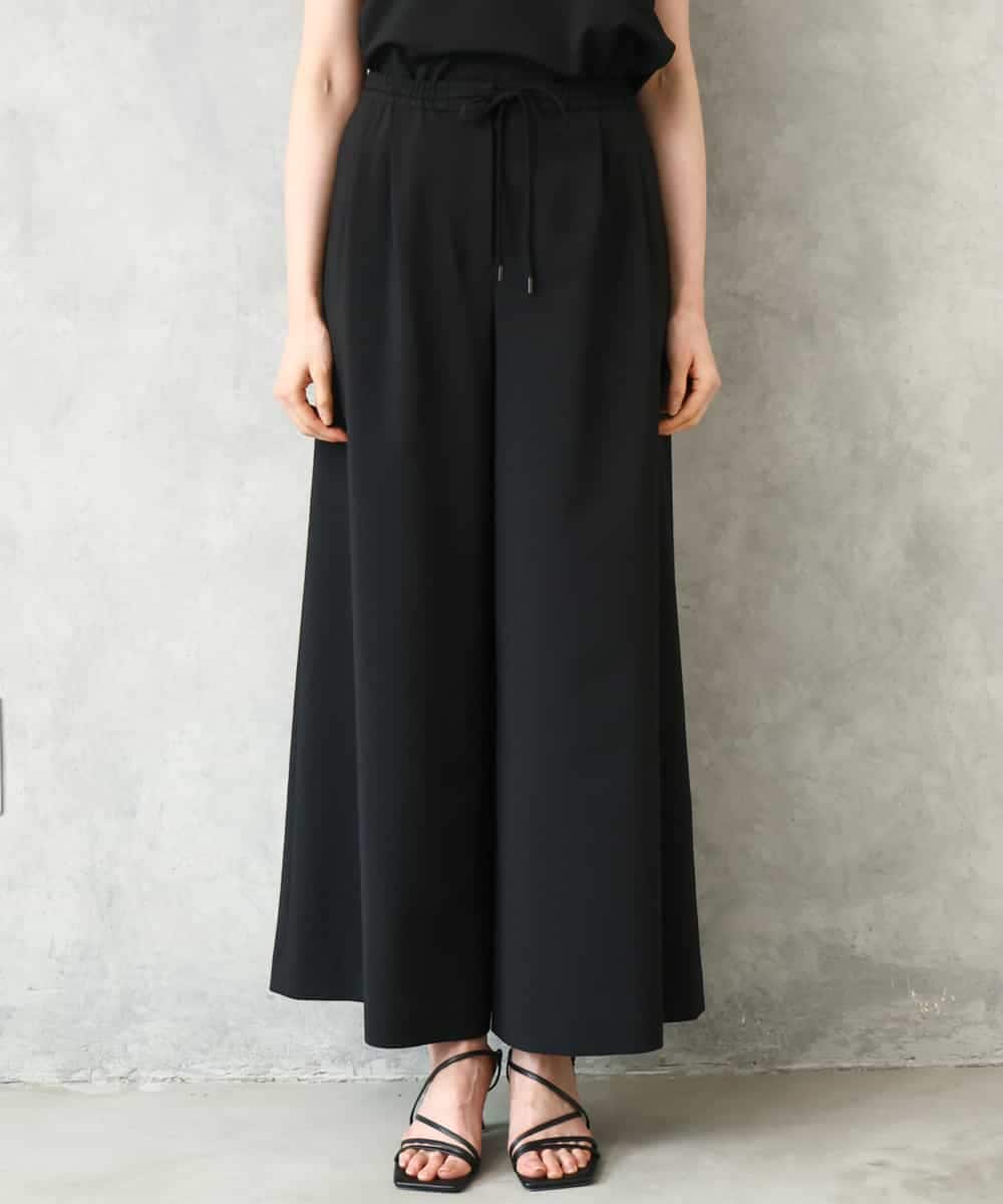 F6LGD13280 MICHEL KLEIN(小さいサイズ)(メゾン ドゥ サンク) [小さいサイズ][セットアップ対応/リラックスボトム]ドローストリングワイドパンツ ブラック