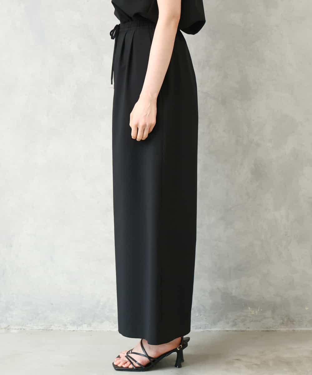 F6LGD13280 MICHEL KLEIN(小さいサイズ)(メゾン ドゥ サンク) [小さいサイズ][セットアップ対応/リラックスボトム]ドローストリングワイドパンツ ブラック