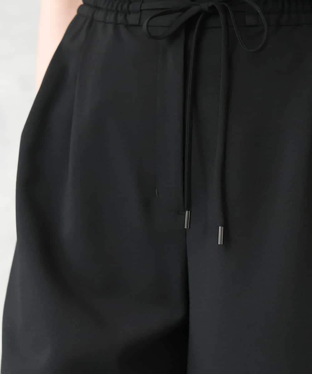 F6LGD13280 MICHEL KLEIN(小さいサイズ)(メゾン ドゥ サンク) [小さいサイズ][セットアップ対応/リラックスボトム]ドローストリングワイドパンツ ブラック