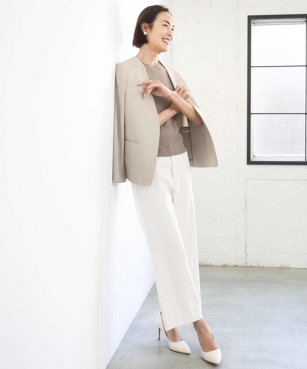 F6LGD17200 MICHEL KLEIN(小さいサイズ)(メゾン ドゥ サンク) [小さいサイズ][定番人気]ドライストレッチワイドパンツ カーキ