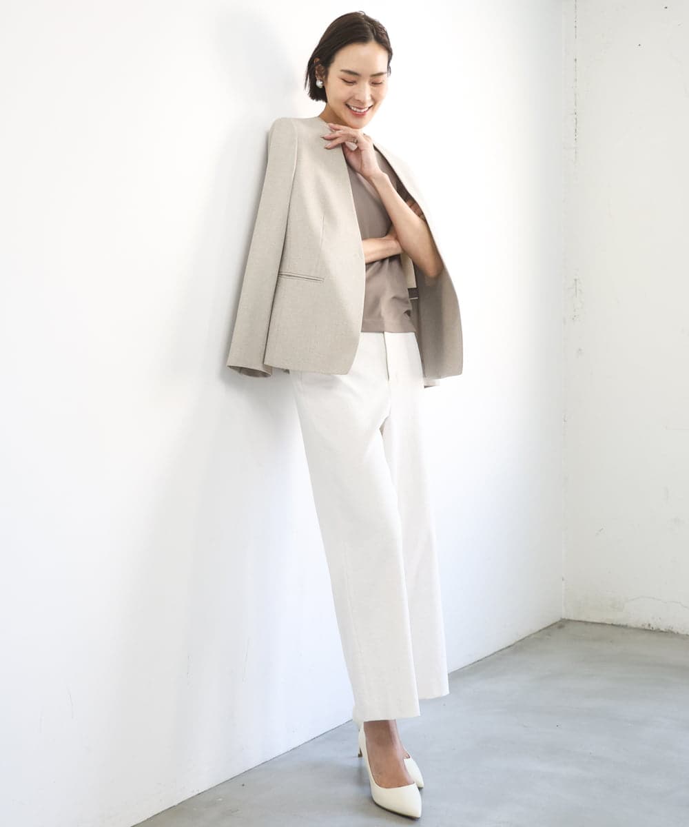 F6LGD17200 MICHEL KLEIN(小さいサイズ)(メゾン ドゥ サンク) [小さいサイズ][定番人気]ドライストレッチワイドパンツ カーキ