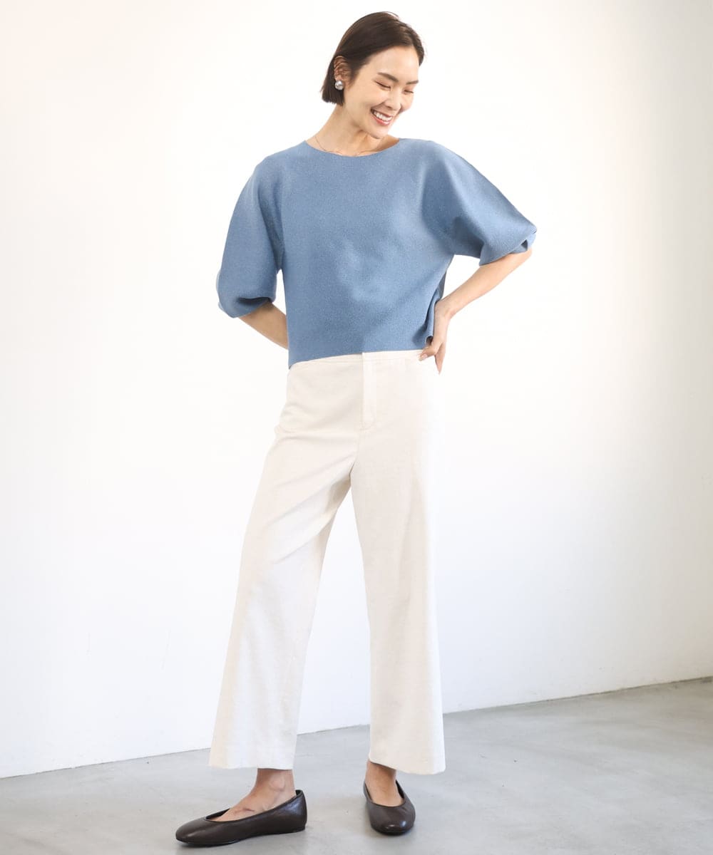 F6LGD17200 MICHEL KLEIN(小さいサイズ)(メゾン ドゥ サンク) [小さいサイズ][定番人気]ドライストレッチワイドパンツ カーキ