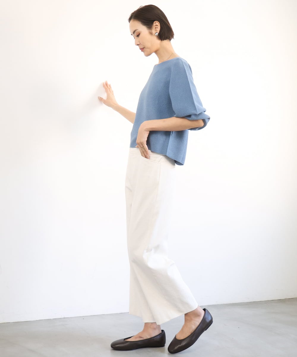 F6LGD17200 MICHEL KLEIN(小さいサイズ)(メゾン ドゥ サンク) [小さいサイズ][定番人気]ドライストレッチワイドパンツ カーキ