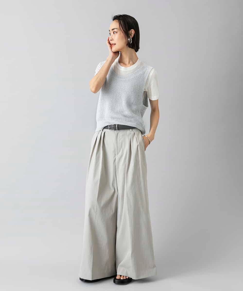 F6LGD22260 MICHEL KLEIN(小さいサイズ)(メゾン ドゥ サンク) [小さいサイズ]2タックワイドチノパンツ ベージュ