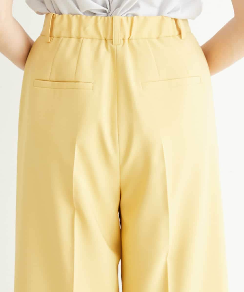 F6LGN52180 MICHEL KLEIN(小さいサイズ)(メゾン ドゥ サンク) 【洗える】ハイウエストワイドパンツ（イエロー）(小さいサイズ) イエロー