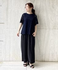 F6LGP66200 MICHEL KLEIN(小さいサイズ)(メゾン ドゥ サンク) [小さいサイズ]イージーワイドパンツ（セットアップ対応/機能素材） グリーン(30)