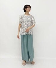 F6LGP66200 MICHEL KLEIN(小さいサイズ)(メゾン ドゥ サンク) [小さいサイズ]イージーワイドパンツ（セットアップ対応/機能素材） グリーン(30)