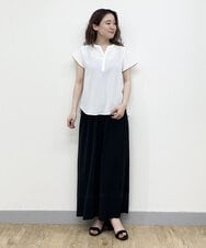 F6LGP66200 MICHEL KLEIN(小さいサイズ)(メゾン ドゥ サンク) [小さいサイズ]イージーワイドパンツ（セットアップ対応/機能素材） グリーン(30)