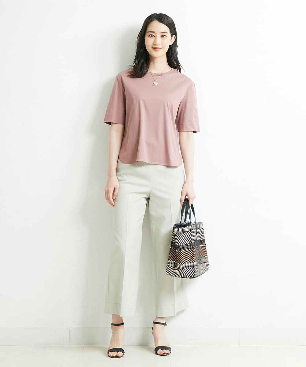 F6LGQ50210 MICHEL KLEIN(小さいサイズ)(メゾン ドゥ サンク) [小さいサイズ]麻混ストレートワイドパンツ（セットアップ対応） ベージュ(82)