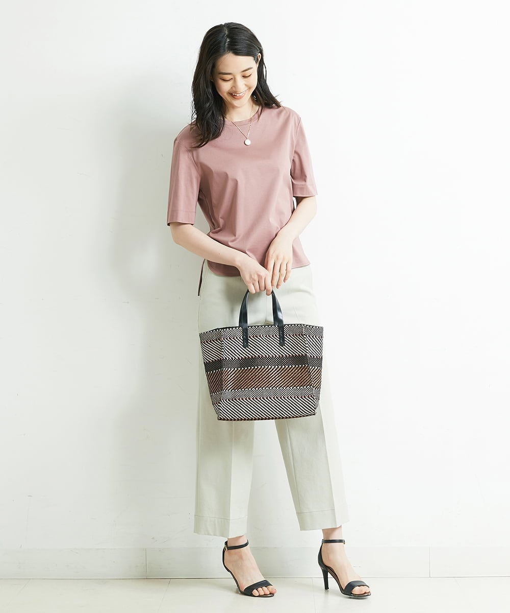 F6LGQ50210 MICHEL KLEIN(小さいサイズ)(メゾン ドゥ サンク) [小さいサイズ]麻混ストレートワイドパンツ（セットアップ対応） ベージュ(82)