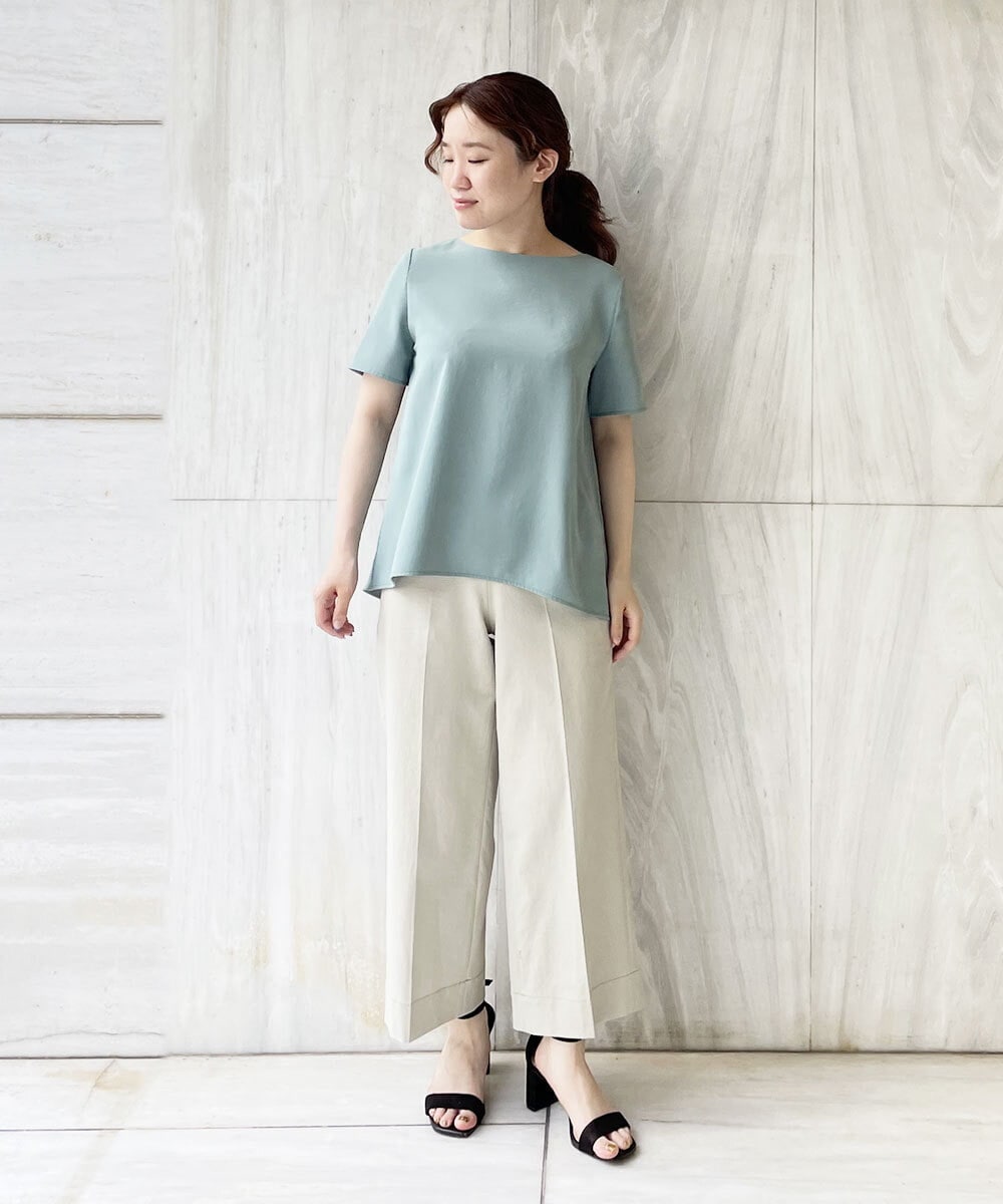 F6LGQ50210 MICHEL KLEIN(小さいサイズ)(メゾン ドゥ サンク) [小さいサイズ]麻混ストレートワイドパンツ（セットアップ対応） ベージュ(82)