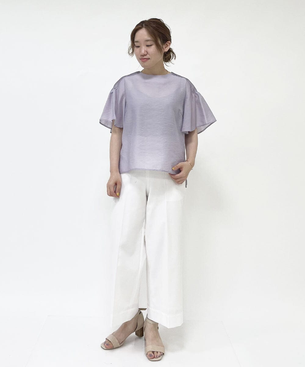 F6LGQ50210 MICHEL KLEIN(小さいサイズ)(メゾン ドゥ サンク) [小さいサイズ]麻混ストレートワイドパンツ（セットアップ対応） ベージュ(82)