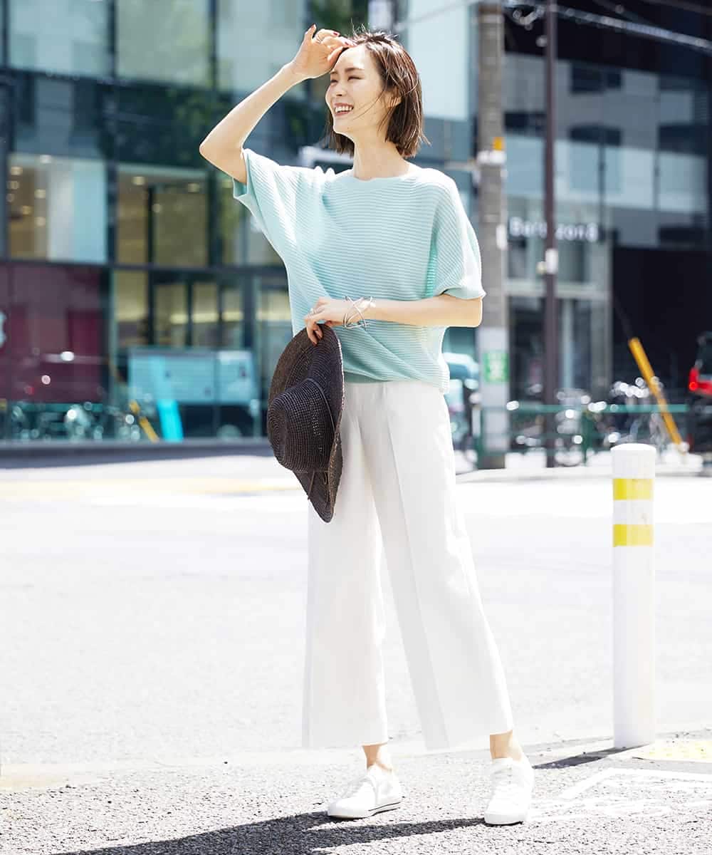 F6LGQ50210 MICHEL KLEIN(小さいサイズ)(メゾン ドゥ サンク) [小さいサイズ]麻混ストレートワイドパンツ（セットアップ対応） ベージュ(82)