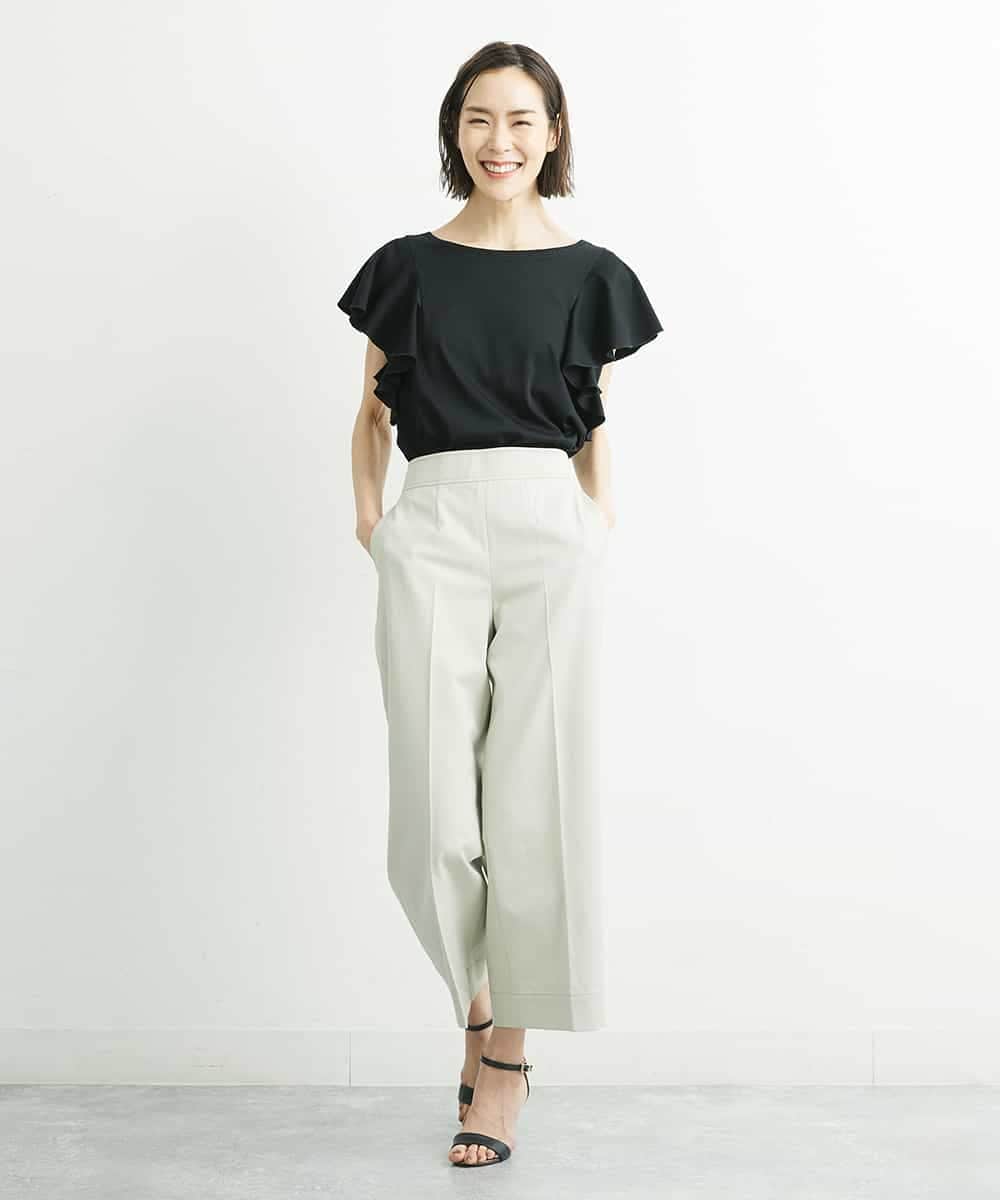 F6LGQ50210 MICHEL KLEIN(小さいサイズ)(メゾン ドゥ サンク) [小さいサイズ]麻混ストレートワイドパンツ（セットアップ対応） ベージュ(82)