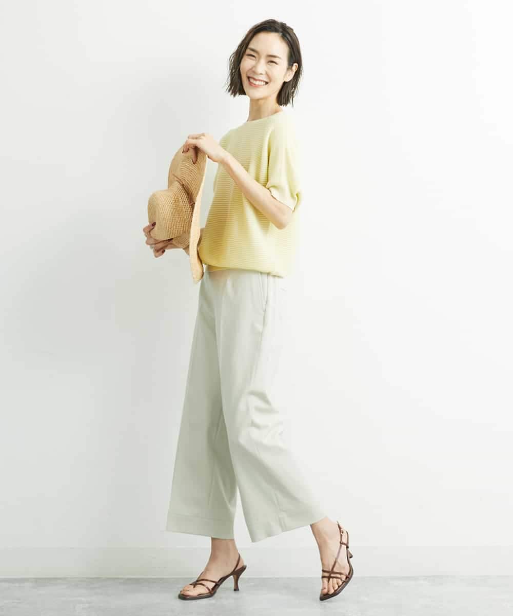 F6LGQ50210 MICHEL KLEIN(小さいサイズ)(メゾン ドゥ サンク) [小さいサイズ]麻混ストレートワイドパンツ（セットアップ対応） ベージュ(82)