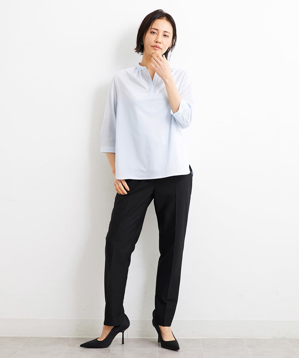 F6LGS42230 MICHEL KLEIN(小さいサイズ)(メゾン ドゥ サンク) [小さいサイズ]バランサーキュラー(R)テーパードパンツ（セットアップ対応/PLUS JACKET） ブラック