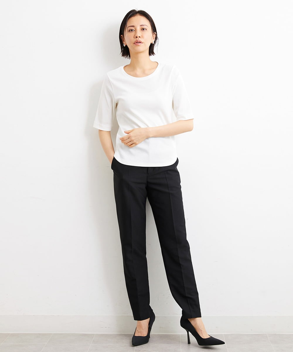 F6LGS42230 MICHEL KLEIN(小さいサイズ)(メゾン ドゥ サンク) [小さいサイズ]バランサーキュラー(R)テーパードパンツ（セットアップ対応/PLUS JACKET） ブラック