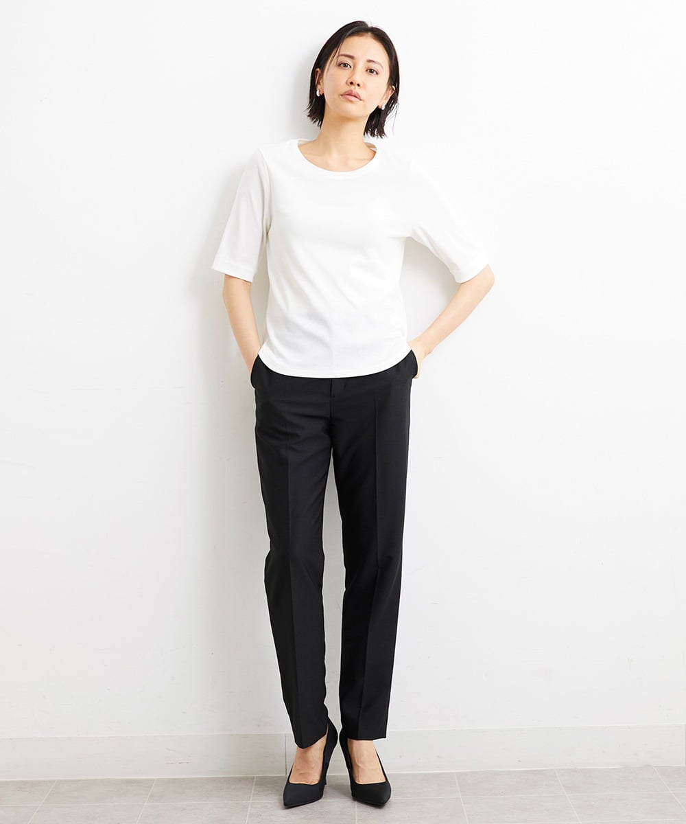 F6LGS42230 MICHEL KLEIN(小さいサイズ)(メゾン ドゥ サンク) [小さいサイズ]バランサーキュラー(R)テーパードパンツ（セットアップ対応/PLUS JACKET） ブラック