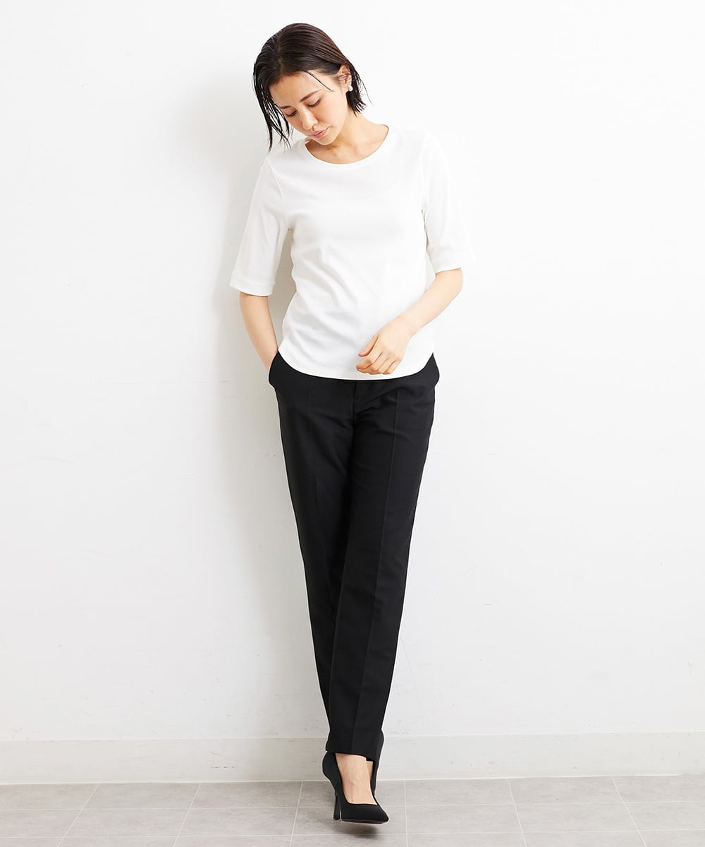 F6LGS42230 MICHEL KLEIN(小さいサイズ)(メゾン ドゥ サンク) [小さいサイズ]バランサーキュラー(R)テーパードパンツ（セットアップ対応/PLUS JACKET） ブラック