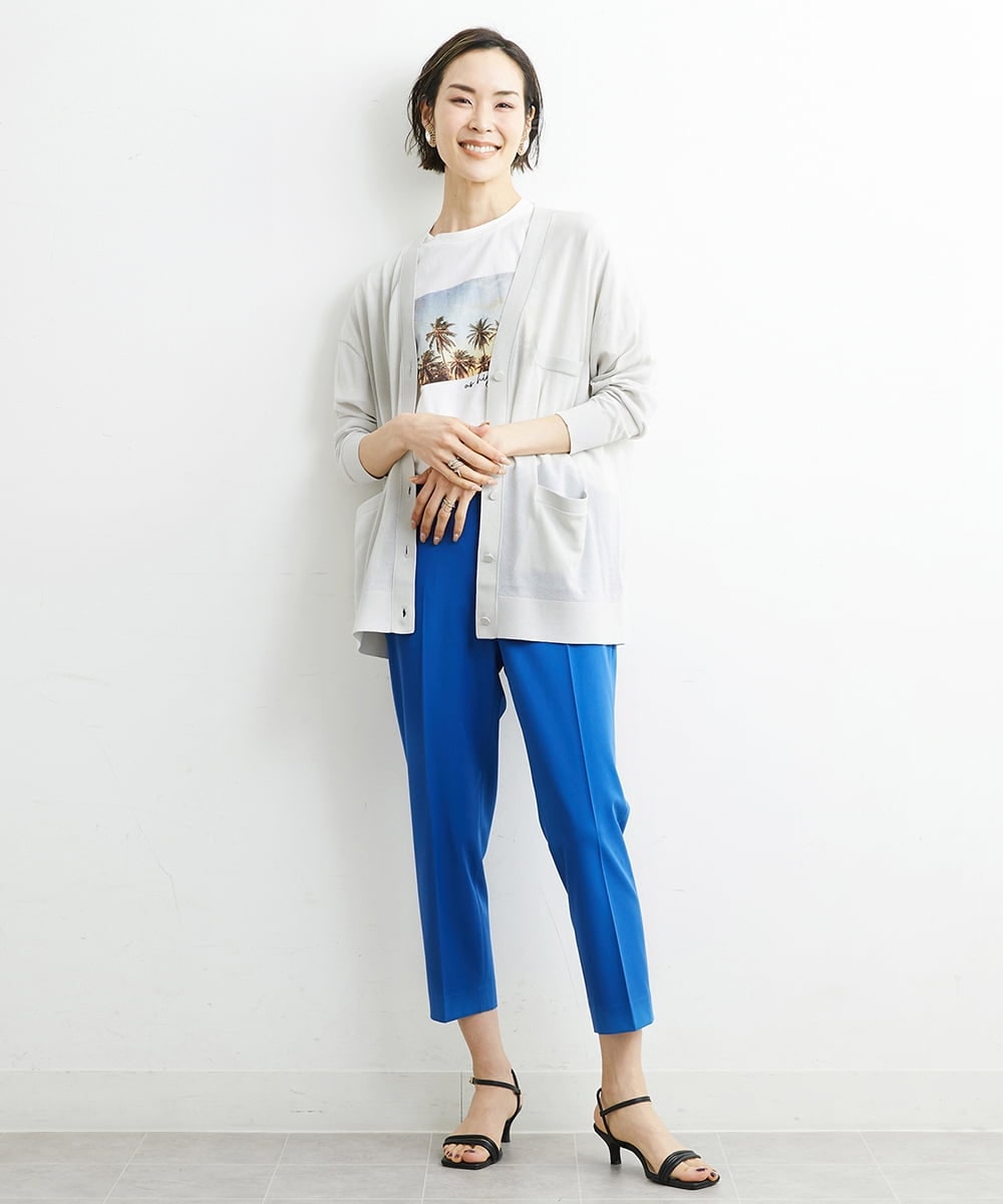 F6LGS52200 MICHEL KLEIN(小さいサイズ)(メゾン ドゥ サンク) [小さいサイズ]ドライギャバスリムストレッチテーパードパンツ(人気) ブラック(94)