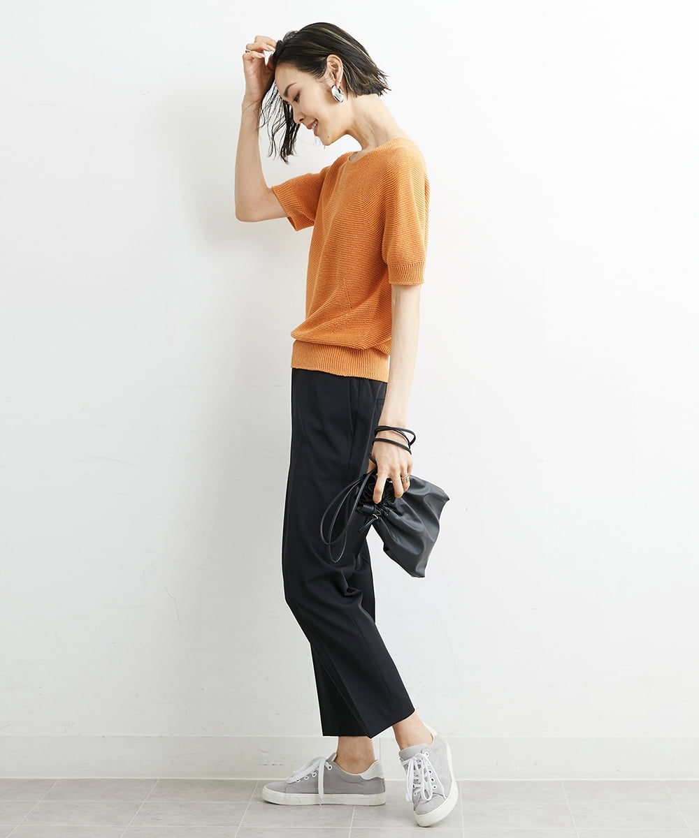 F6LGS52200 MICHEL KLEIN(小さいサイズ)(メゾン ドゥ サンク) [小さいサイズ]ドライギャバスリムストレッチテーパードパンツ(人気) ブラック(94)