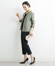 F6LGS52200 MICHEL KLEIN(小さいサイズ)(メゾン ドゥ サンク) [小さいサイズ]ドライギャバスリムストレッチテーパードパンツ(人気) ブラック(94)