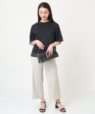 F6LGV17180 MICHEL KLEIN(小さいサイズ)(メゾン ドゥ サンク) [小さいサイズ]ドライストレッチワイドパンツ[定番人気] ネイビー(57)