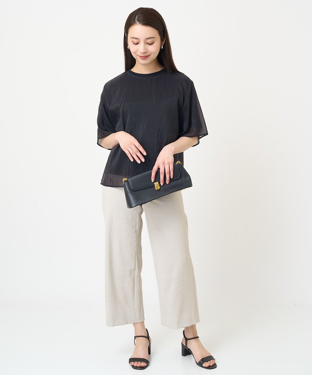 F6LGV17180 MICHEL KLEIN(小さいサイズ)(メゾン ドゥ サンク) [小さいサイズ]ドライストレッチワイドパンツ[定番人気] ネイビー(57)