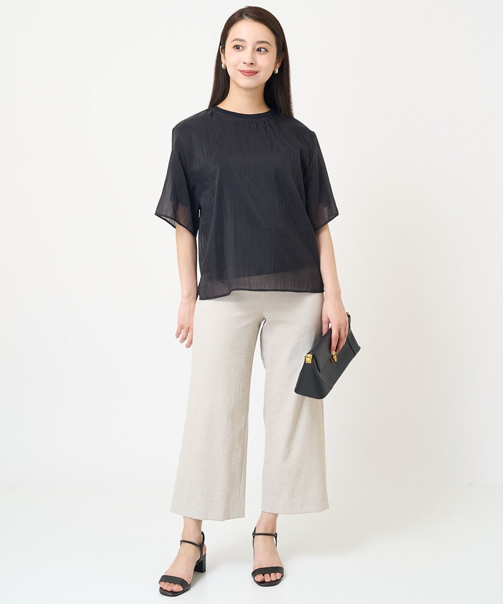 F6LGV17180 MICHEL KLEIN(小さいサイズ)(メゾン ドゥ サンク) [小さいサイズ]ドライストレッチワイドパンツ[定番人気] ネイビー(57)