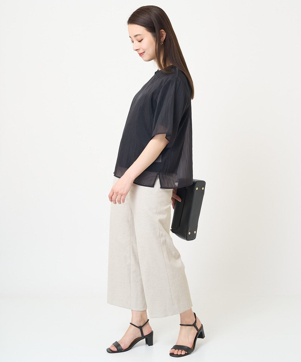 F6LGV17180 MICHEL KLEIN(小さいサイズ)(メゾン ドゥ サンク) [小さいサイズ]ドライストレッチワイドパンツ[定番人気] ネイビー(57)