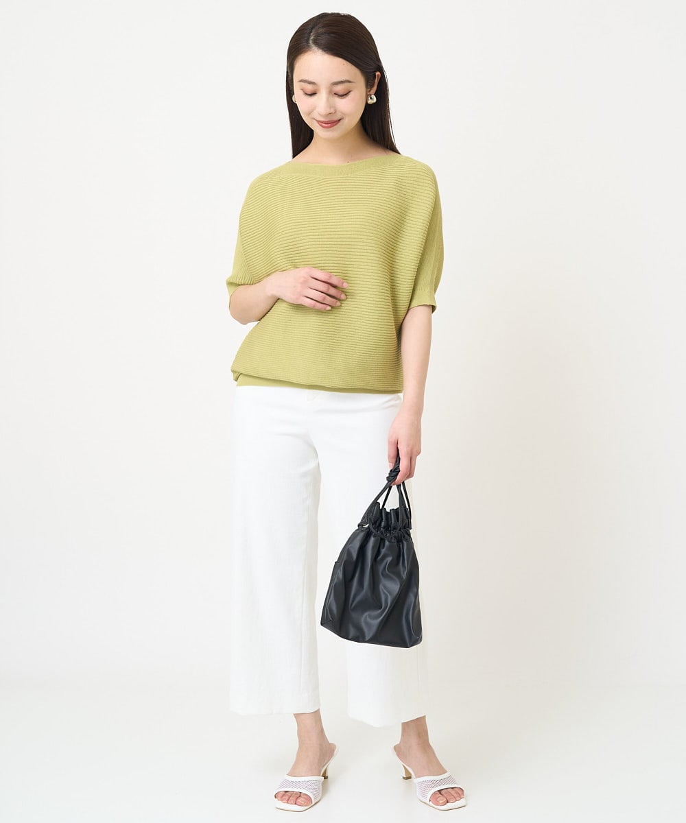 F6LGV17180 MICHEL KLEIN(小さいサイズ)(メゾン ドゥ サンク) [小さいサイズ]ドライストレッチワイドパンツ[定番人気] ネイビー(57)