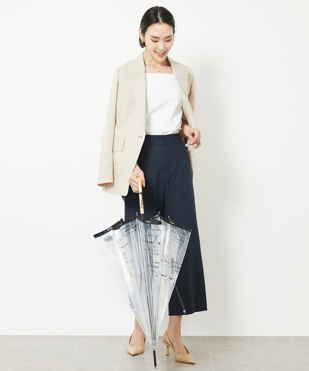 F6LGV17180 MICHEL KLEIN(小さいサイズ)(メゾン ドゥ サンク) [小さいサイズ]ドライストレッチワイドパンツ[定番人気] ネイビー(57)