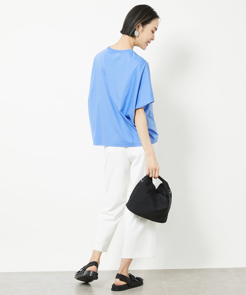 F6LGV17180 MICHEL KLEIN(小さいサイズ)(メゾン ドゥ サンク) [小さいサイズ]ドライストレッチワイドパンツ[定番人気] ネイビー(57)