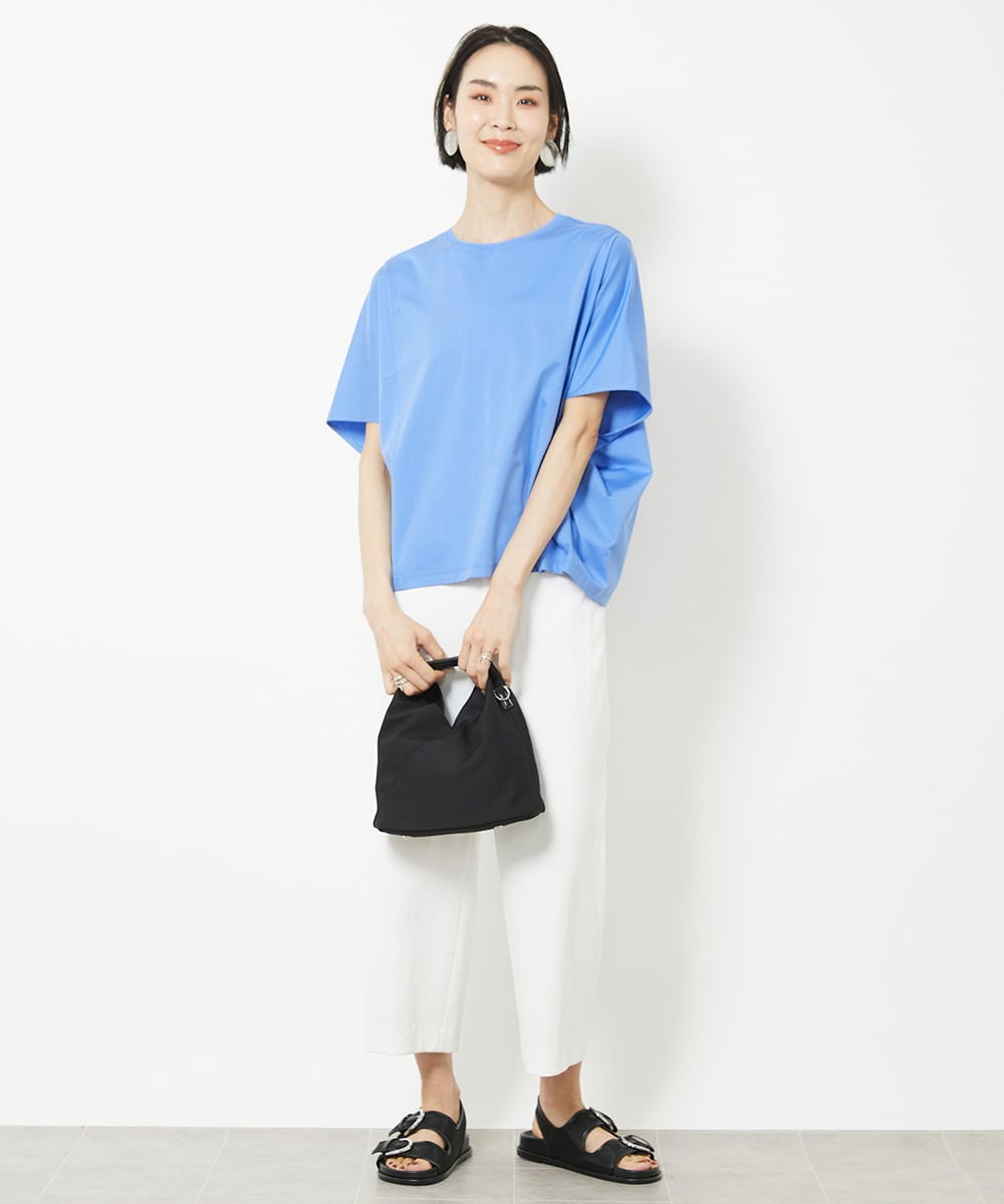 F6LGV17180 MICHEL KLEIN(小さいサイズ)(メゾン ドゥ サンク) [小さいサイズ]ドライストレッチワイドパンツ[定番人気] ネイビー(57)