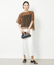 F6LGV17180 MICHEL KLEIN(小さいサイズ)(メゾン ドゥ サンク) [小さいサイズ]ドライストレッチワイドパンツ[定番人気] ネイビー(57)